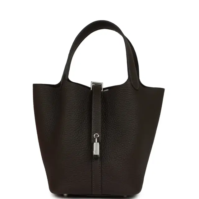 hermes Hermes Picotin Lock 18 Bai Brun Clemence Palladium Hardware