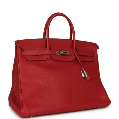 HERMÈS Pre-owned Hermes Birkin 40 Rouge Garance Togo Palladium Hardware | Thumbnail 2