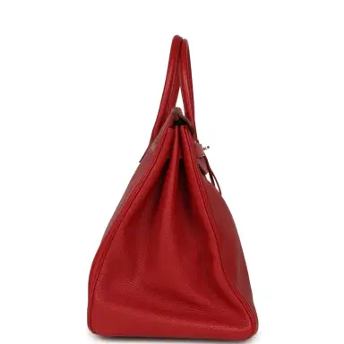 HERMÈS Pre-owned Hermes Birkin 40 Rouge Garance Togo Palladium Hardware | Thumbnail 3