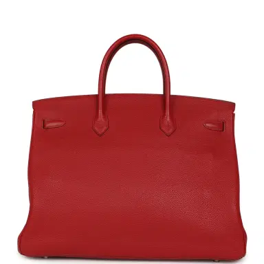 HERMÈS Pre-owned Hermes Birkin 40 Rouge Garance Togo Palladium Hardware | Thumbnail 4
