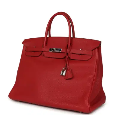 HERMÈS Pre-owned Hermes Birkin 40 Rouge Garance Togo Palladium Hardware | Thumbnail 5