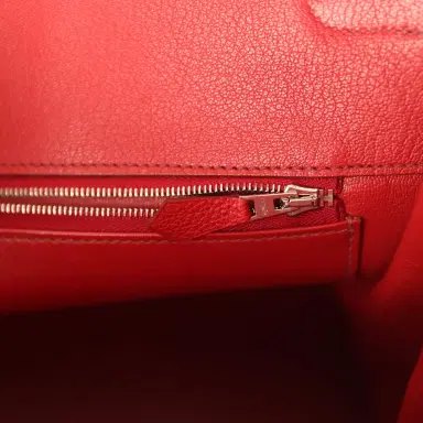 HERMÈS Pre-owned Hermes Birkin 40 Rouge Garance Togo Palladium Hardware | Thumbnail 9