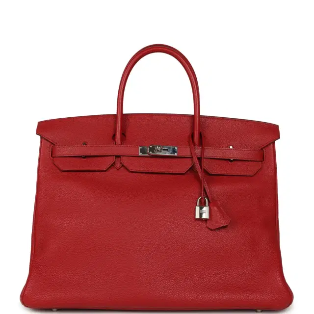 hermes Pre-owned Hermes Birkin 40 Rouge Garance Togo Palladium Hardware