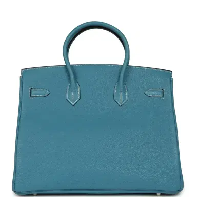 HERMÈS Vintage Hermes Birkin 35 Blue Jean Togo Palladium Hardware | Thumbnail 4 HERMÈS Vintage Hermes Birkin 35 Blue Jean Togo Palladium Hardware | Thumbnail 4