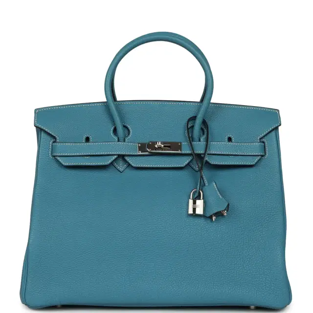 hermes Vintage Hermes Birkin 35 Blue Jean Togo Palladium Hardware