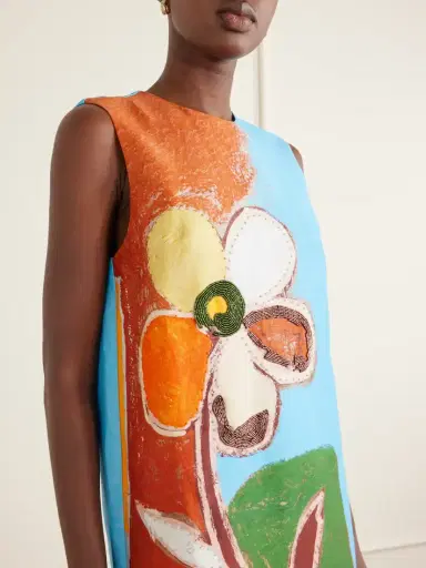 ALÉMAIS Lenny Embellished Printed Linen-blend Mini Dress | Thumbnail 4