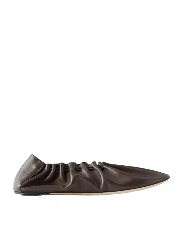 Staud Rue Gathered Leather Ballet Flats