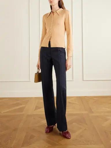Tory Burch Checked Wool-blend Straight-leg Pants | Thumbnail 2 Tory Burch Checked Wool-blend Straight-leg Pants | Thumbnail 2