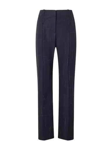 Tory Burch Checked Wool-blend Straight-leg Pants | Thumbnail 1 Tory Burch Checked Wool-blend Straight-leg Pants | Thumbnail 1