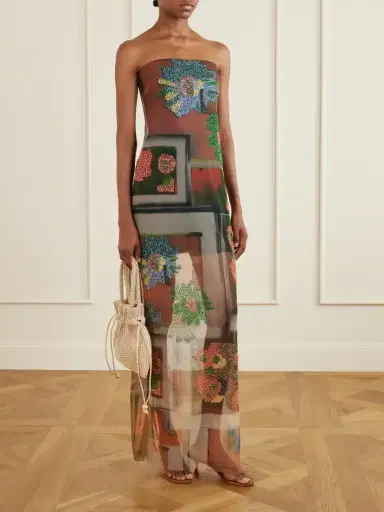 Staud Liliana Beaded Printed Tulle Maxi Dress | Thumbnail 2