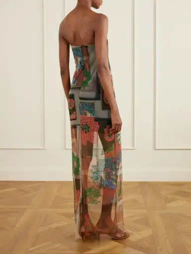 Staud Liliana Beaded Printed Tulle Maxi Dress | Thumbnail 3