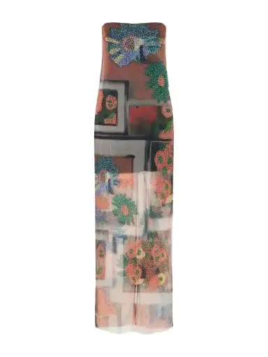 Staud Liliana Beaded Printed Tulle Maxi Dress | Thumbnail 1