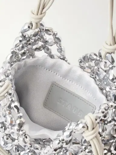 Staud Kelly Leather-trimmed Embellished Satin Shoulder Bag | Thumbnail 6 Staud Kelly Leather-trimmed Embellished Satin Shoulder Bag | Thumbnail 6