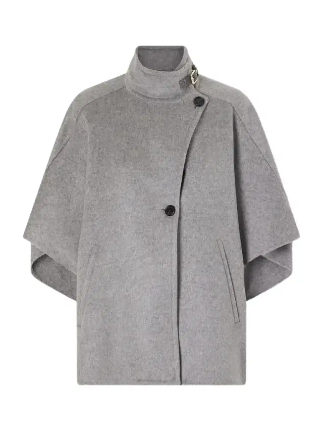 Max Mara Buckled Leather-trimmed Cashmere Cape
