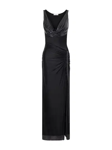 Rabanne Mesh-detailed Jersey-satin Maxi Dress | Thumbnail 1 Rabanne Mesh-detailed Jersey-satin Maxi Dress | Thumbnail 1