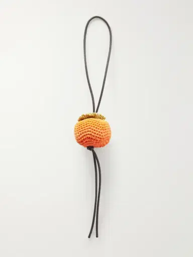 JW Anderson Persimmon Crocheted Cotton And Leather Bag Charm | Thumbnail 3
