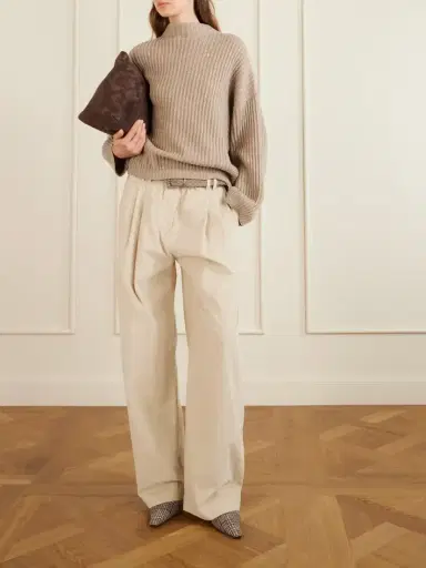 Brunello Cucinelli Pleated Cotton, Lyocell And Cashmere-blend Corduroy Wide-leg Pants | Thumbnail 2