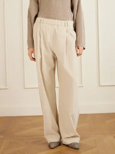 Brunello Cucinelli Pleated Cotton, Lyocell And Cashmere-blend Corduroy Wide-leg Pants | Thumbnail 3