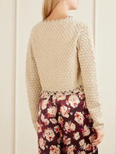 Rabanne Embellished Crocheted Cotton Cardigan | Thumbnail 3