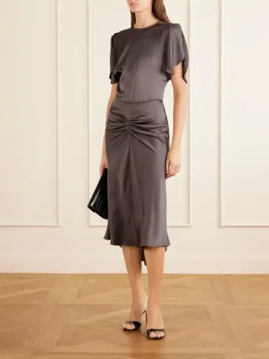 Victoria Beckham Bela Draped Satin Blouse | Thumbnail 2