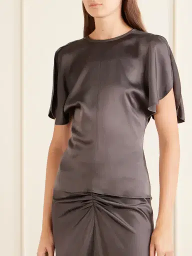 Victoria Beckham Bela Draped Satin Blouse | Thumbnail 3