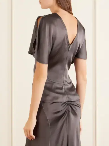 Victoria Beckham Bela Draped Satin Blouse | Thumbnail 4