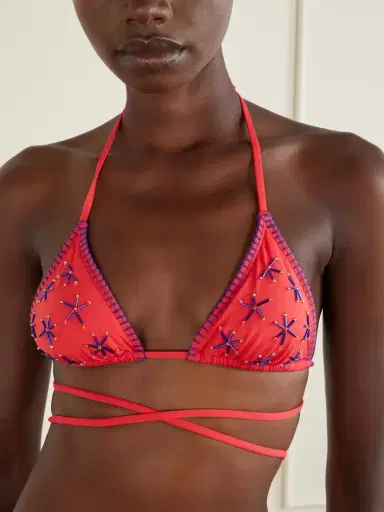 Staud Lido Bead-embellished Triangle Bikini Top | Thumbnail 4 Staud Lido Bead-embellished Triangle Bikini Top | Thumbnail 4