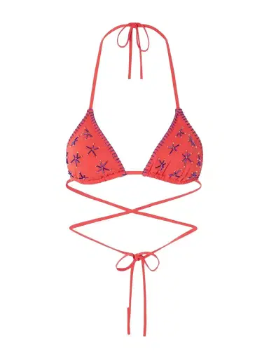 Staud Lido Bead-embellished Triangle Bikini Top | Thumbnail 1 Staud Lido Bead-embellished Triangle Bikini Top | Thumbnail 1