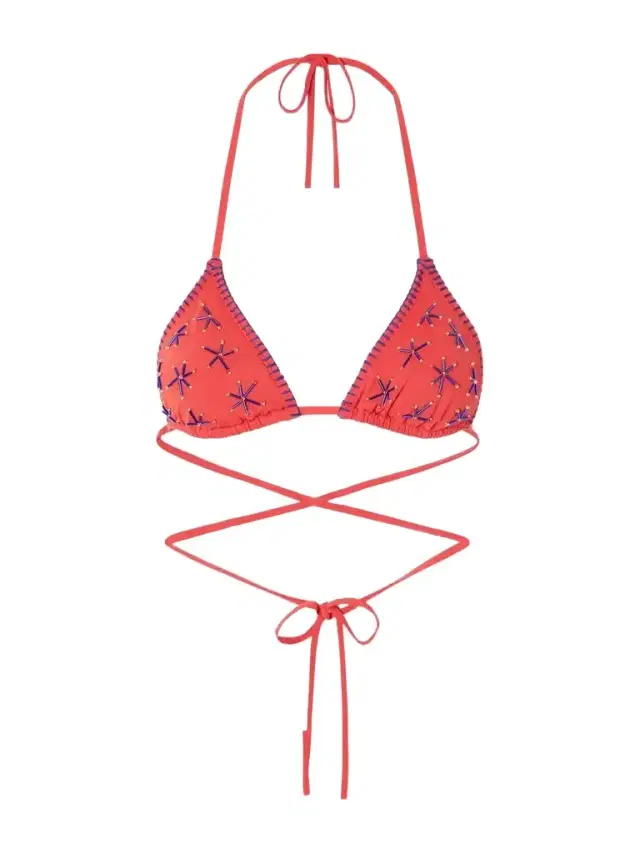 Staud Lido Bead-embellished Triangle Bikini Top