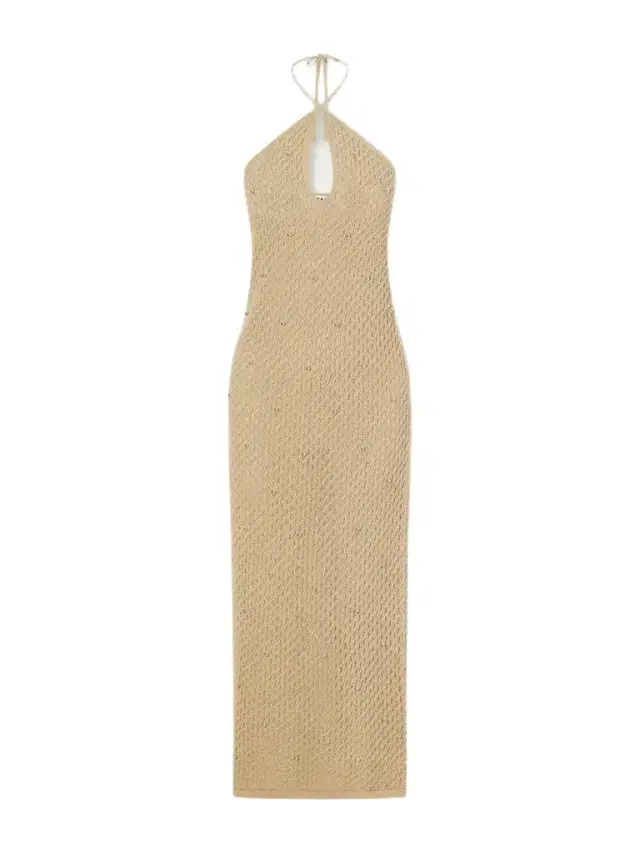 Isola Embellished Crocheted Cotton Halterneck Maxi Dress
