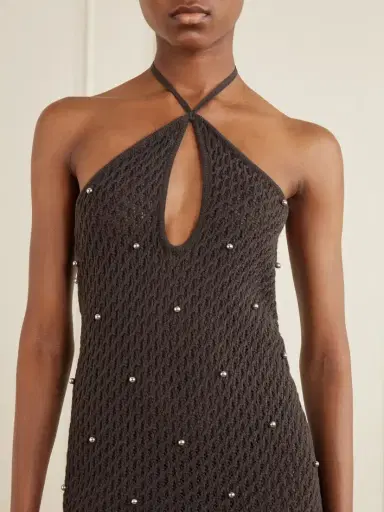 Staud Isola Embellished Crocheted Cotton Halterneck Mini Dress | Thumbnail 4