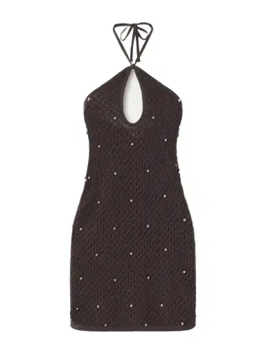 Staud Isola Embellished Crocheted Cotton Halterneck Mini Dress | Thumbnail 1