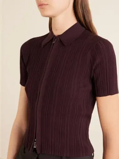 Victoria Beckham Ribbed Polo Top | Thumbnail 4 Victoria Beckham Ribbed Polo Top | Thumbnail 4