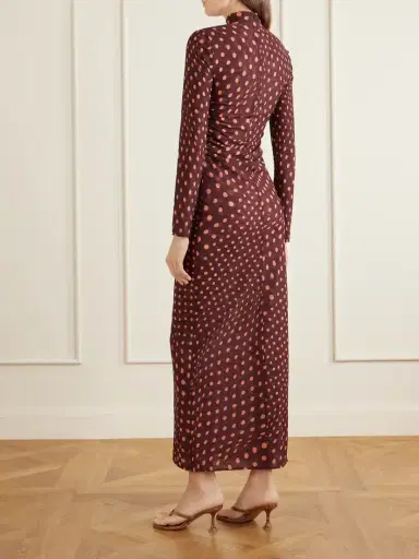 Stella McCartney Ruched Polka-dot Mesh Midi Dress | Thumbnail 3