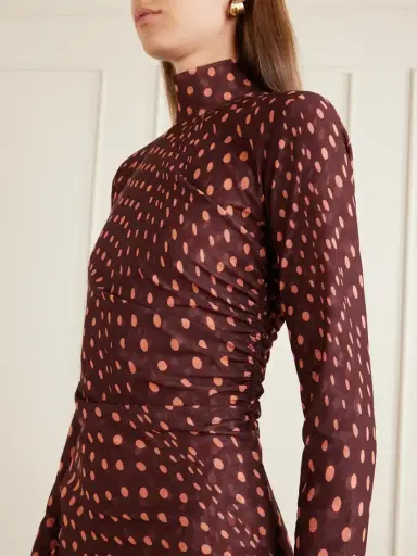 Stella McCartney Ruched Polka-dot Mesh Midi Dress | Thumbnail 4