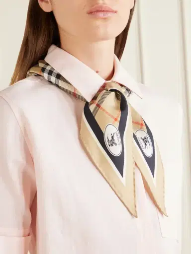 Burberry Checked Silk-twill Scarf | Thumbnail 2