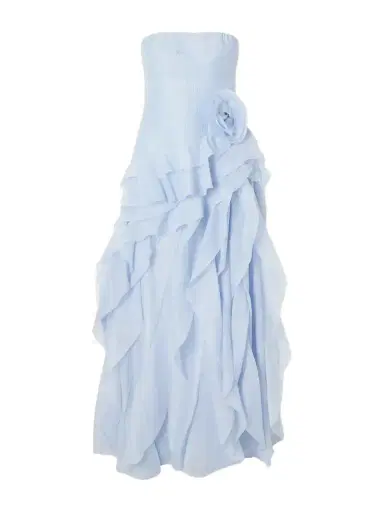 Aje Canyon Strapless Appliquéd Ruffled Pleated Chiffon Gown | Thumbnail 1 Aje Canyon Strapless Appliquéd Ruffled Pleated Chiffon Gown | Thumbnail 1