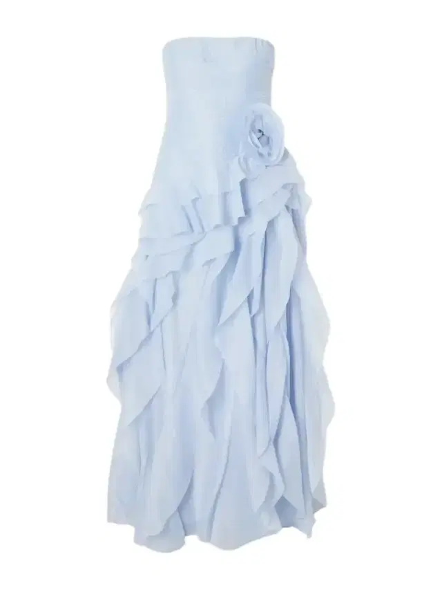 Canyon Strapless Appliquéd Ruffled Pleated Chiffon Gown