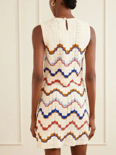 ESCVDO Alma Striped Crocheted Cotton Mini Dress | Thumbnail 3 ESCVDO Alma Striped Crocheted Cotton Mini Dress | Thumbnail 3