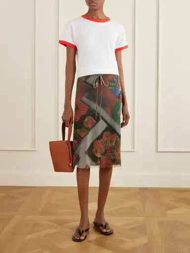 Staud Lucia Bead-embellished Printed Tulle Midi Skirt | Thumbnail 2