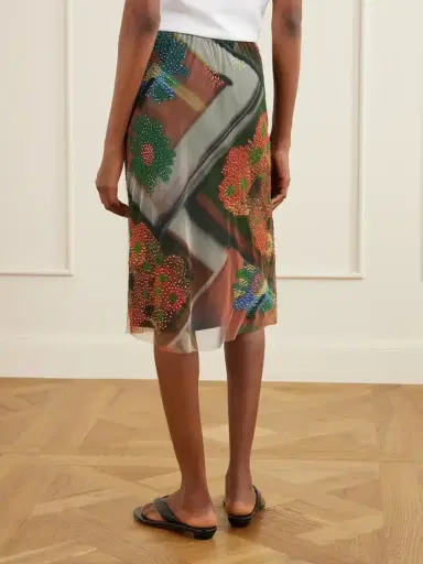 Staud Lucia Bead-embellished Printed Tulle Midi Skirt | Thumbnail 4