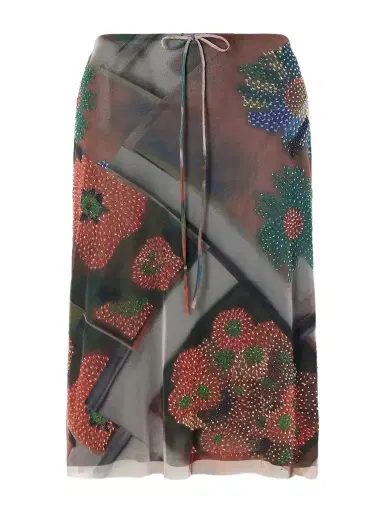 Staud Lucia Bead-embellished Printed Tulle Midi Skirt | Thumbnail 1
