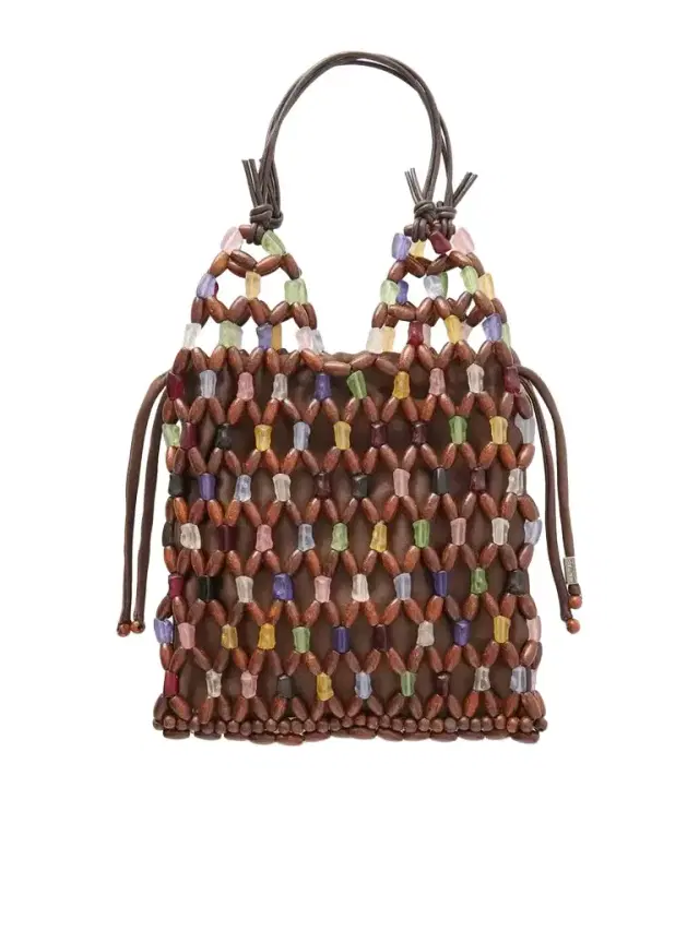 Kelly Leather-trimmed Beaded Wood And Glass Satin Tote