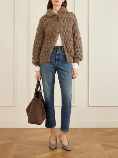 Brunello Cucinelli Cropped Bead-embellished Straight-leg Jeans | Thumbnail 2 Brunello Cucinelli Cropped Bead-embellished Straight-leg Jeans | Thumbnail 2
