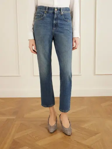 Brunello Cucinelli Cropped Bead-embellished Straight-leg Jeans | Thumbnail 3 Brunello Cucinelli Cropped Bead-embellished Straight-leg Jeans | Thumbnail 3