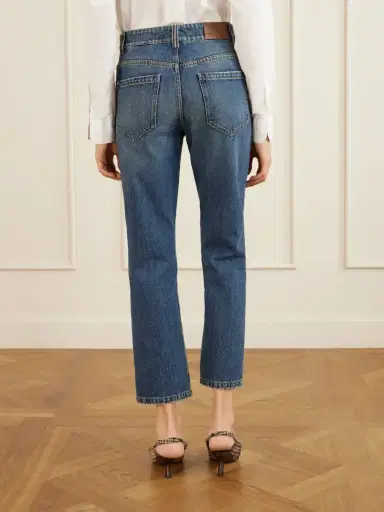 Brunello Cucinelli Cropped Bead-embellished Straight-leg Jeans | Thumbnail 4 Brunello Cucinelli Cropped Bead-embellished Straight-leg Jeans | Thumbnail 4