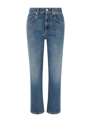 Brunello Cucinelli Cropped Bead-embellished Straight-leg Jeans | Thumbnail 1 Brunello Cucinelli Cropped Bead-embellished Straight-leg Jeans | Thumbnail 1