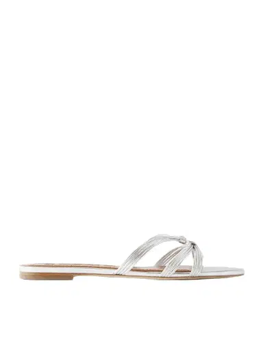 Staud Carrie 5 Knotted Metallic-leather Sandals | Thumbnail 1 Staud Carrie 5 Knotted Metallic-leather Sandals | Thumbnail 1