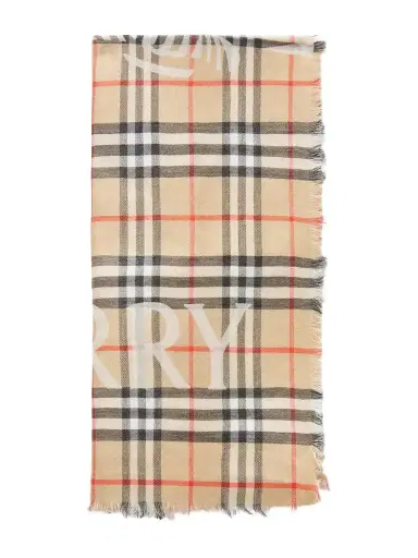 Burberry Frayed Printed Checked Wool And Silk-blend Scarf | Thumbnail 1 Burberry Frayed Printed Checked Wool And Silk-blend Scarf | Thumbnail 1