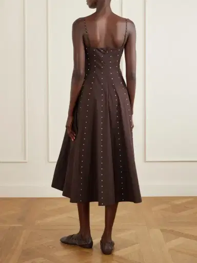 Staud Wylie Embellished Paneled Cotton-blend Poplin Midi Dress | Thumbnail 3 Staud Wylie Embellished Paneled Cotton-blend Poplin Midi Dress | Thumbnail 3
